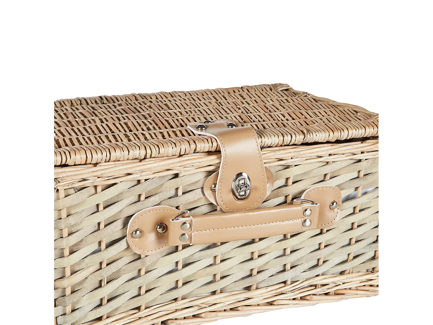 Picknickkorb 4 Personen Weide naturfarben Kühltasche Teller Besteck Clementine