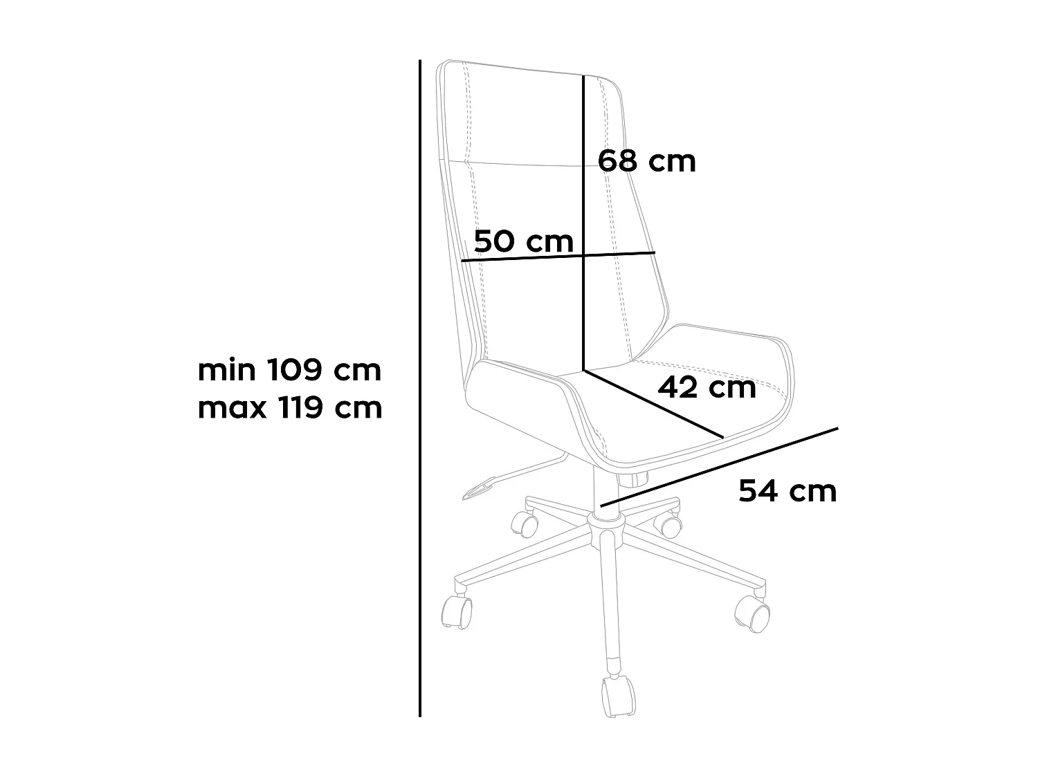 Svezia - Sedia da Ufficio Direzionale 54x109/119x42 cm in legno Parawood e Similpelle Bianco