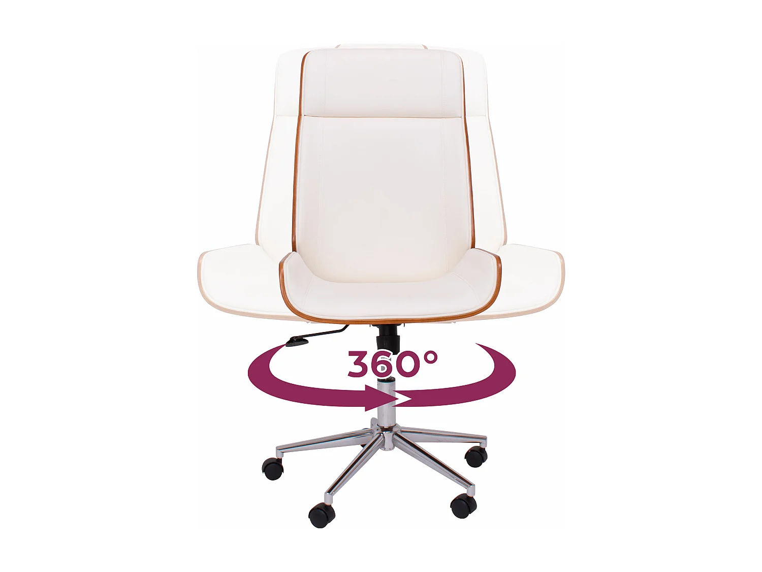 Svezia - Sedia da Ufficio Direzionale 54x109/119x42 cm in legno Parawood e Similpelle Bianco