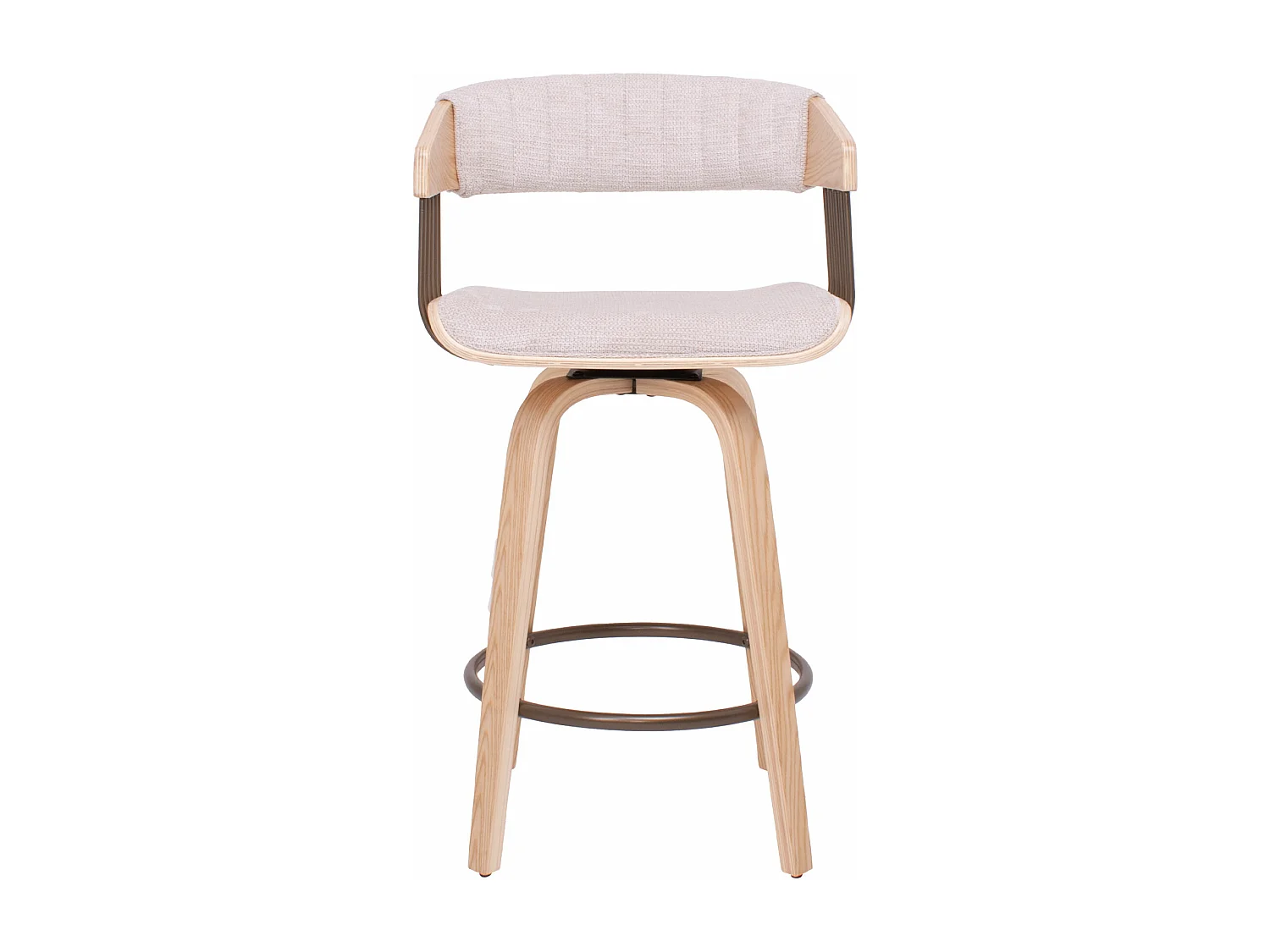 Colonia - Juego de 2 Taburetes Acolchados 49,5x92x37,5 cm Madera Contrachapada y Tela Beige Asiento Giratorio