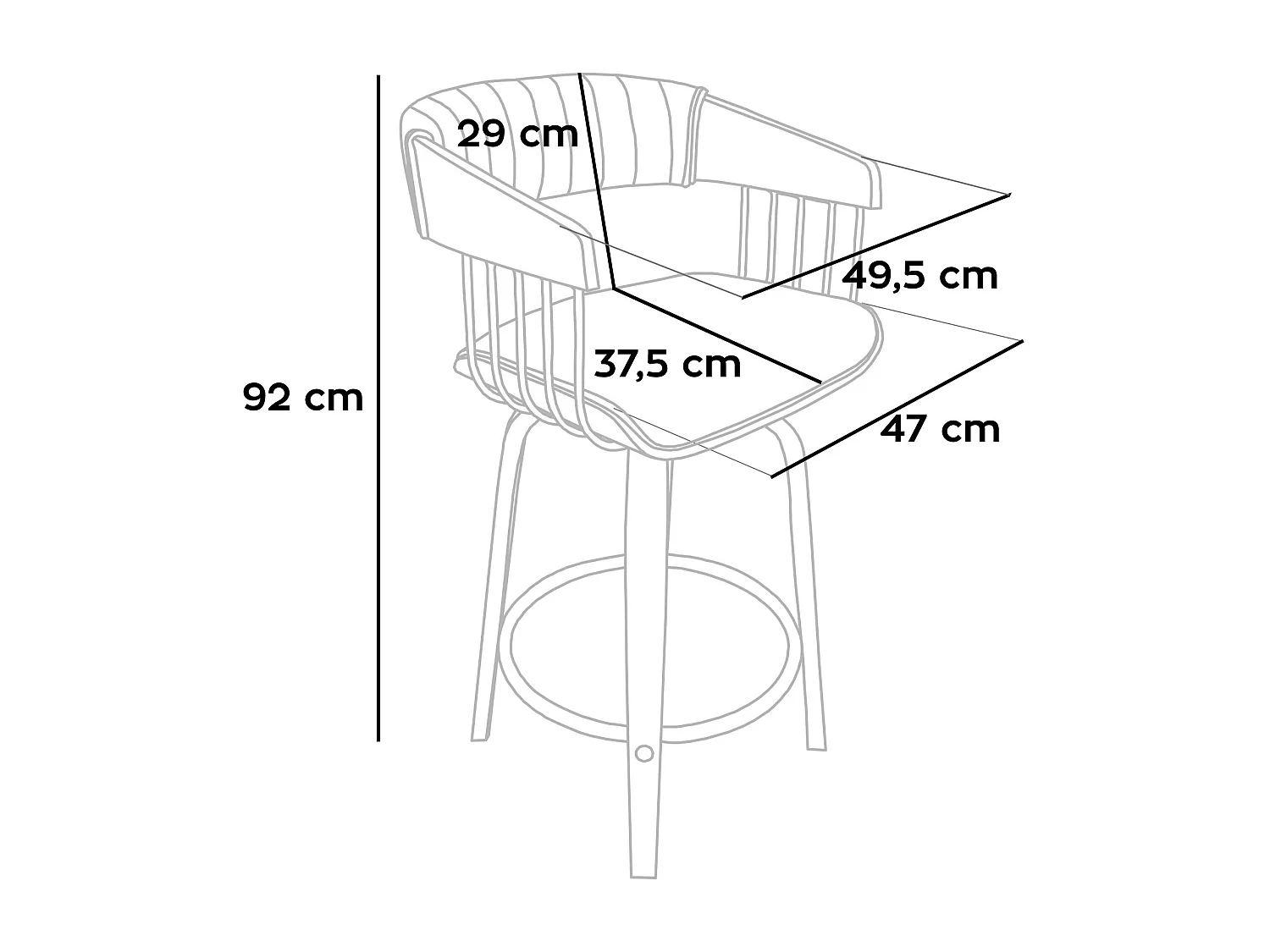 Colonia - Juego de 2 Taburetes Acolchados 49,5x92x37,5 cm Madera Contrachapada y Tela Beige Asiento Giratorio