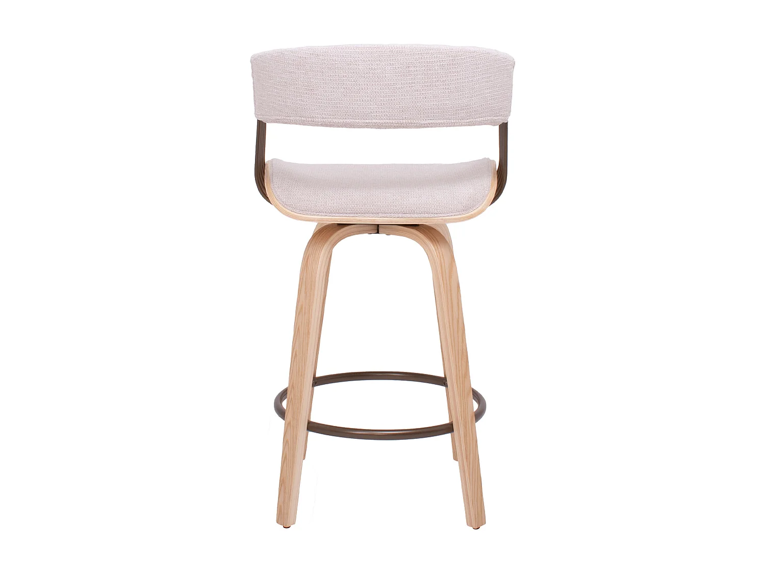 Colonia - Juego de 2 Taburetes Acolchados 49,5x92x37,5 cm Madera Contrachapada y Tela Beige Asiento Giratorio