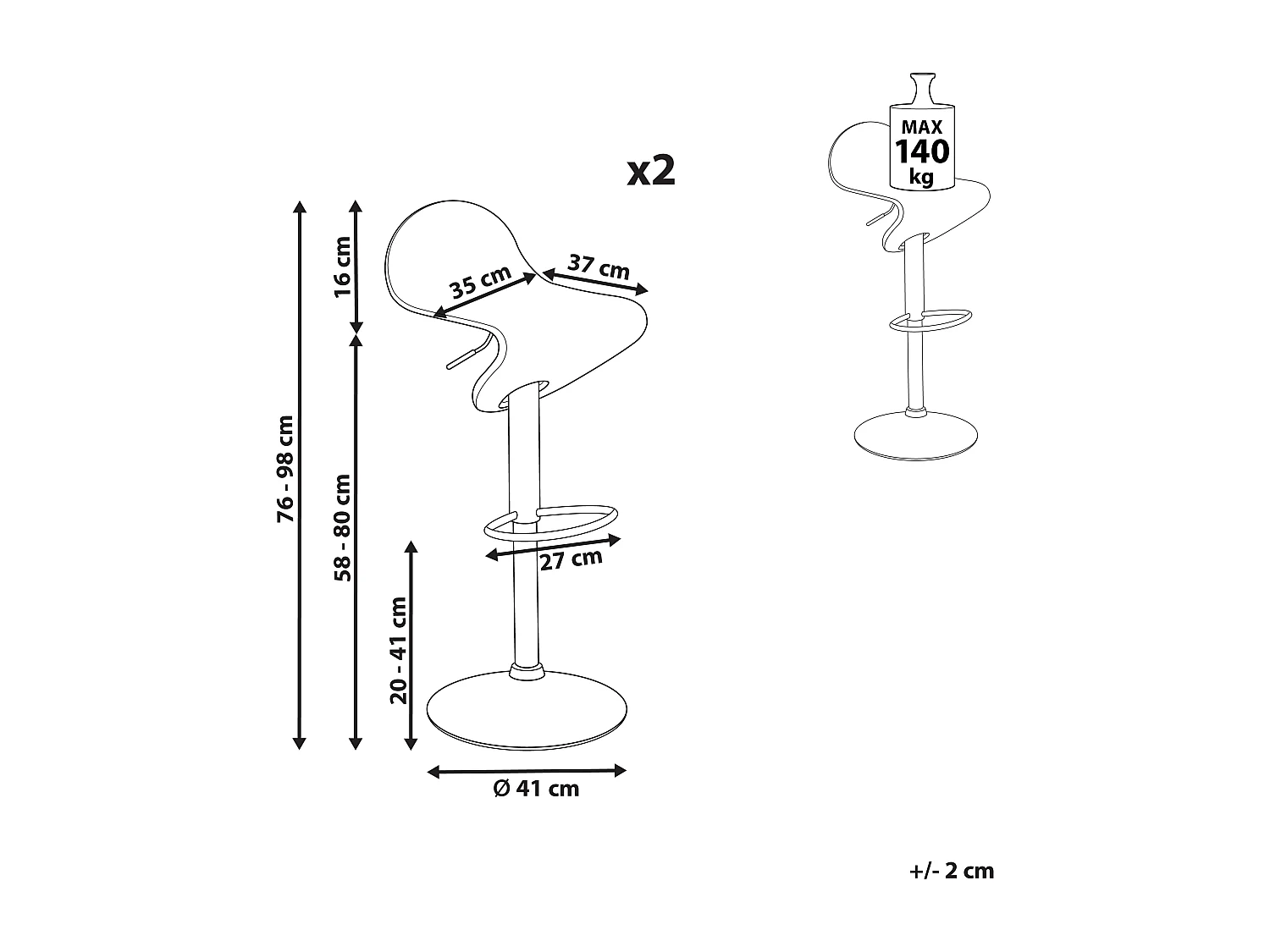 Set van 2 barstoelen LIVERPOOL Draaibaar Zwart