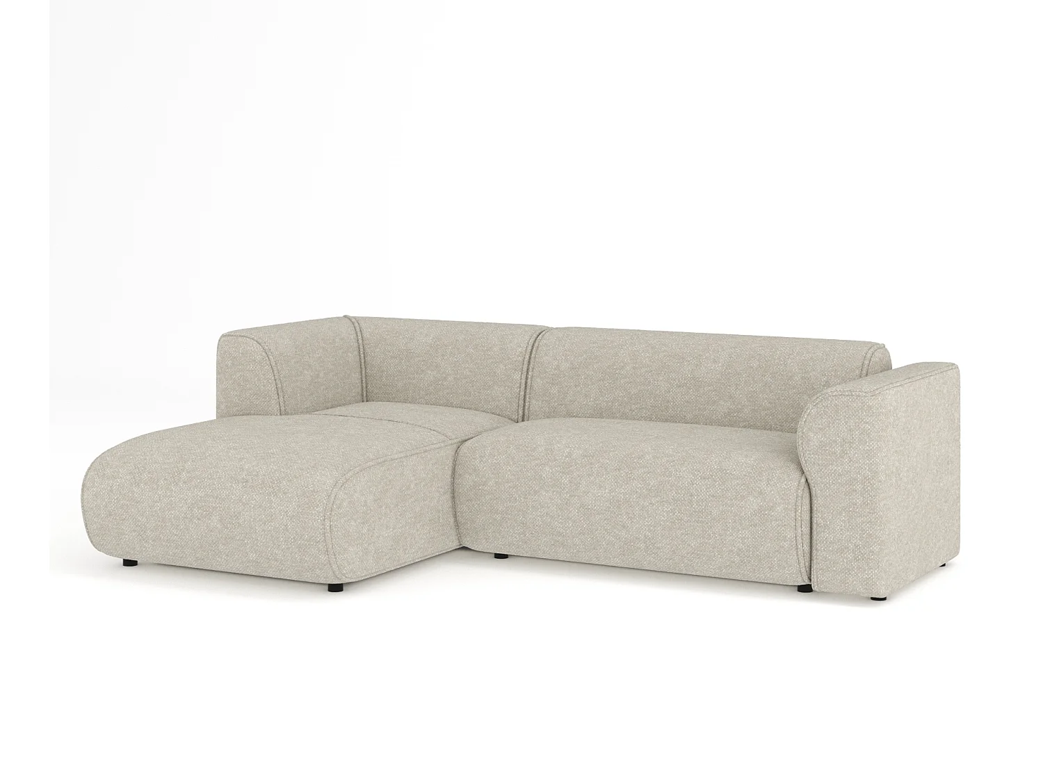 Canapé d'angle en tissu chenille Melani - 4 places - beige gris