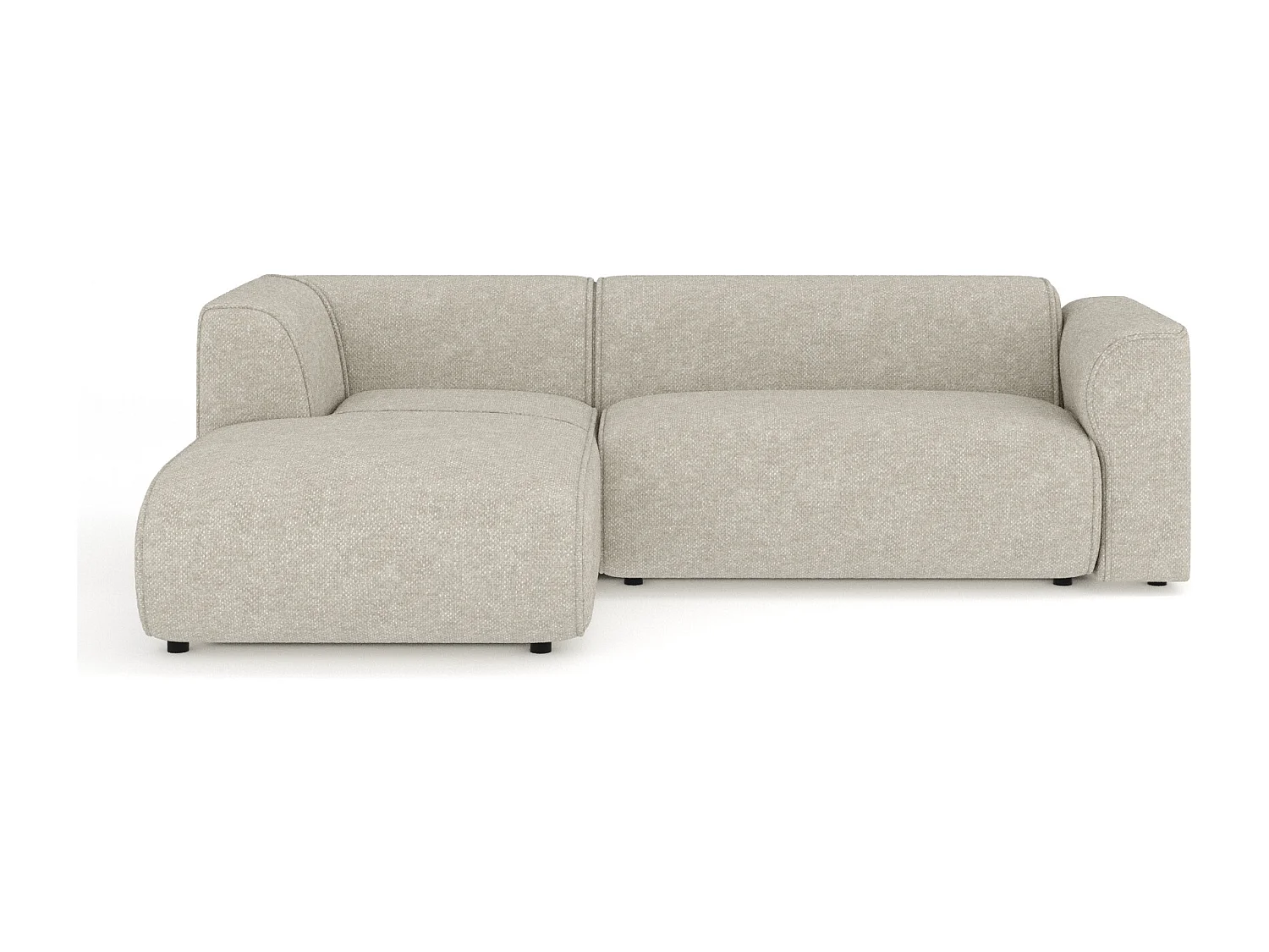 Canapé d'angle en tissu chenille Melani - 4 places - beige gris