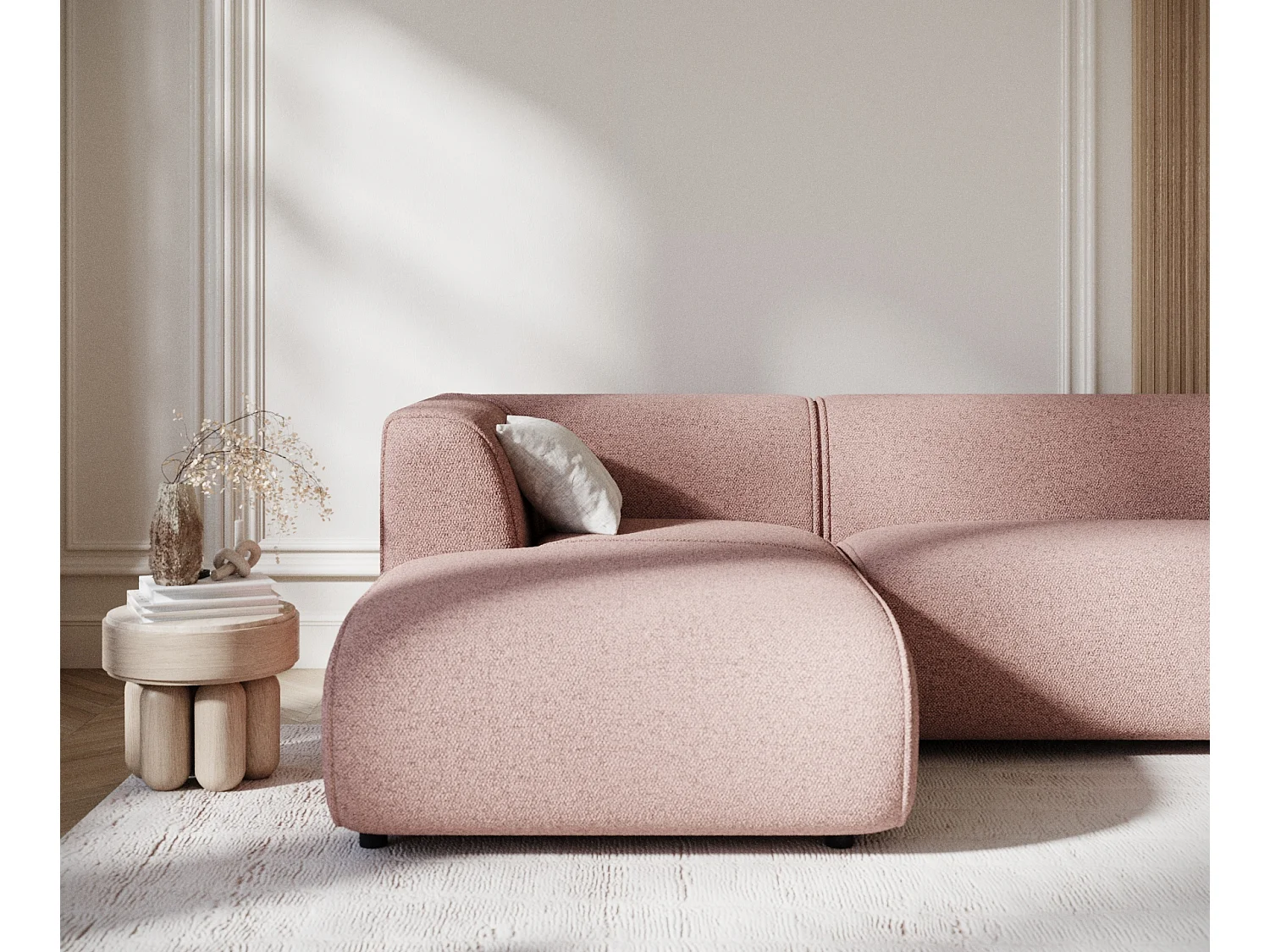 Canapé d'angle en toile tissée Melani - 4 places - rose