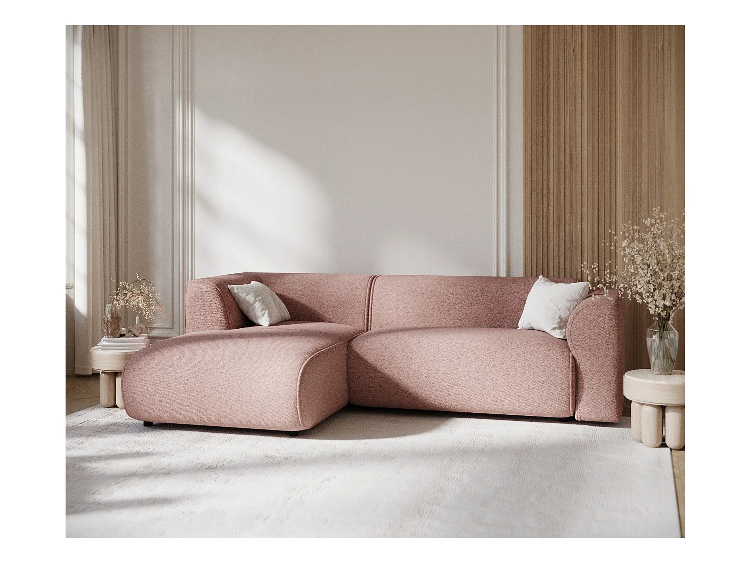 Ecksofa aus Webstoff Melani - Vier-Personen - rosa