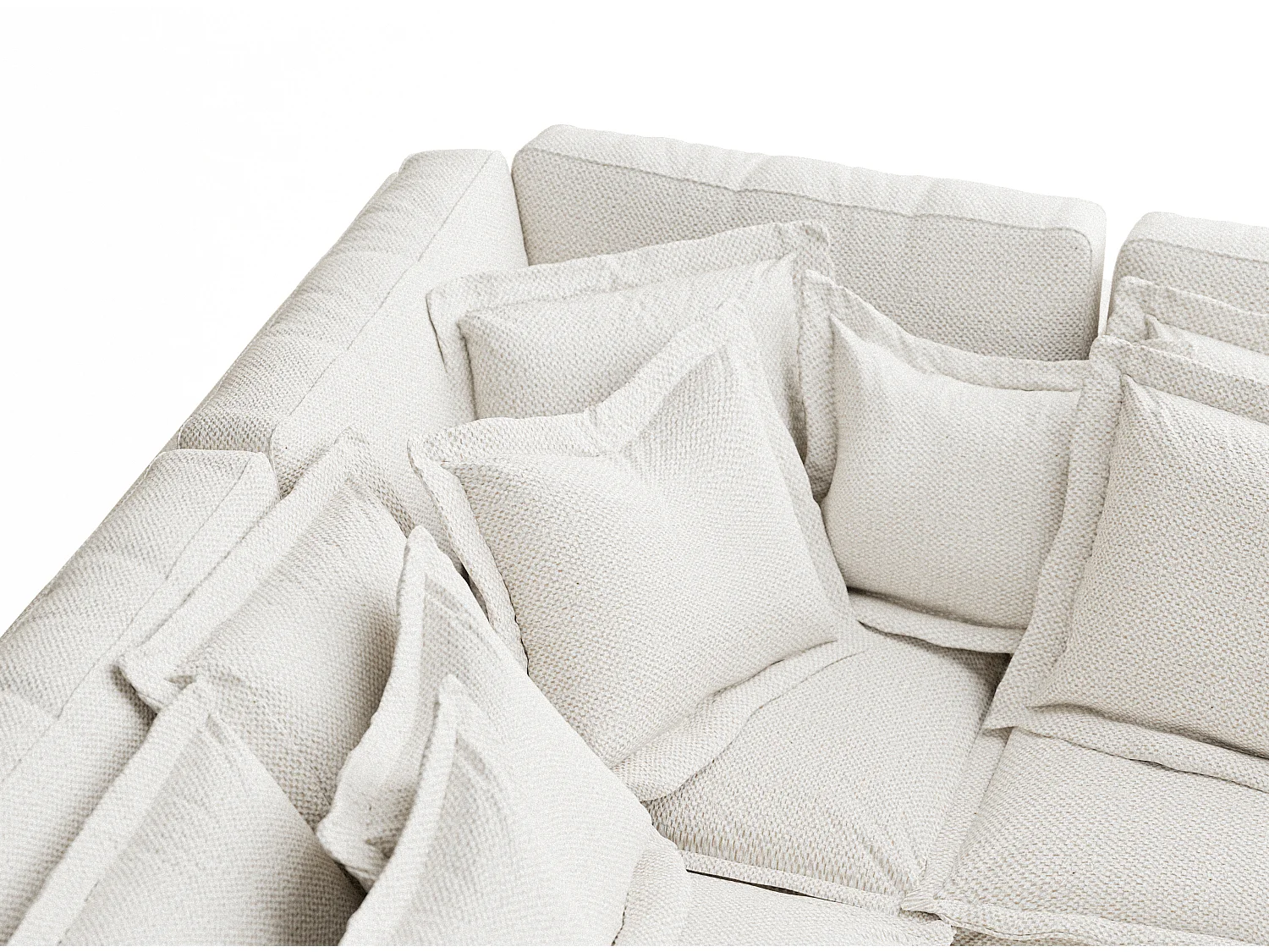 Canapé d'angle en tissu chenille Amalfi - 5 places - creme