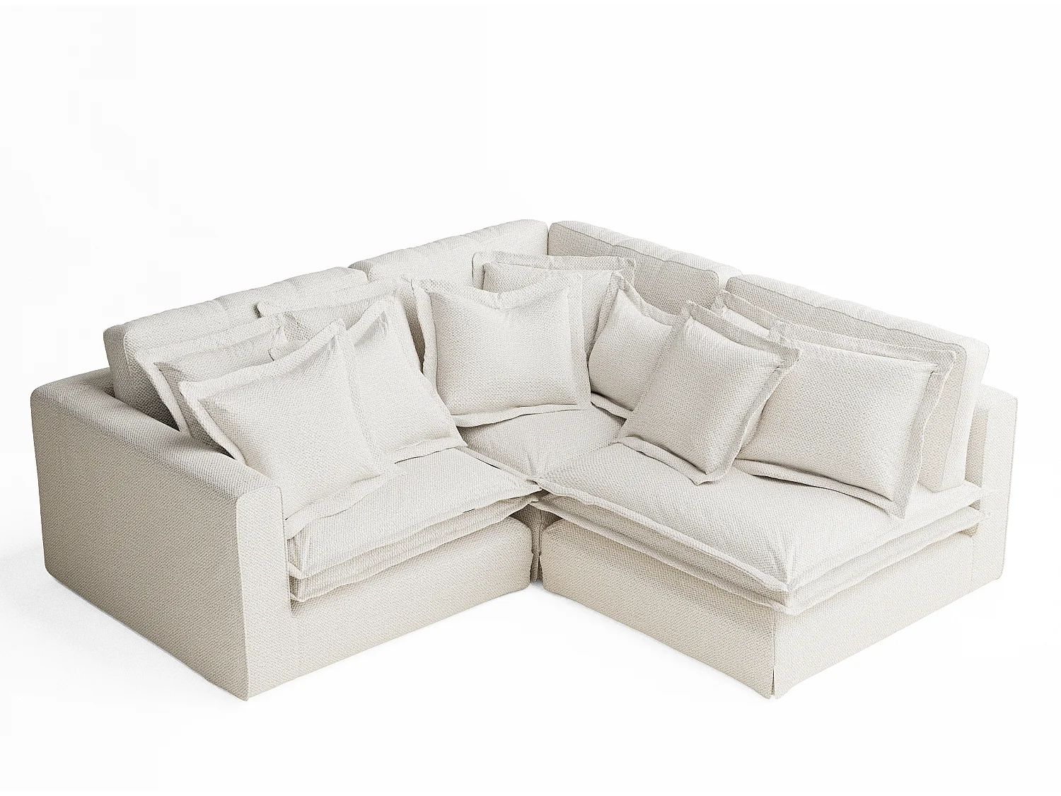 Hoekbank van chenillestof Amalfi - 5 plaatsen - creme