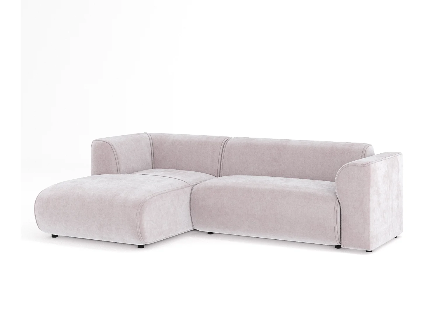 Canapé d'angle en tissu velours Melani - 4 places - lilas