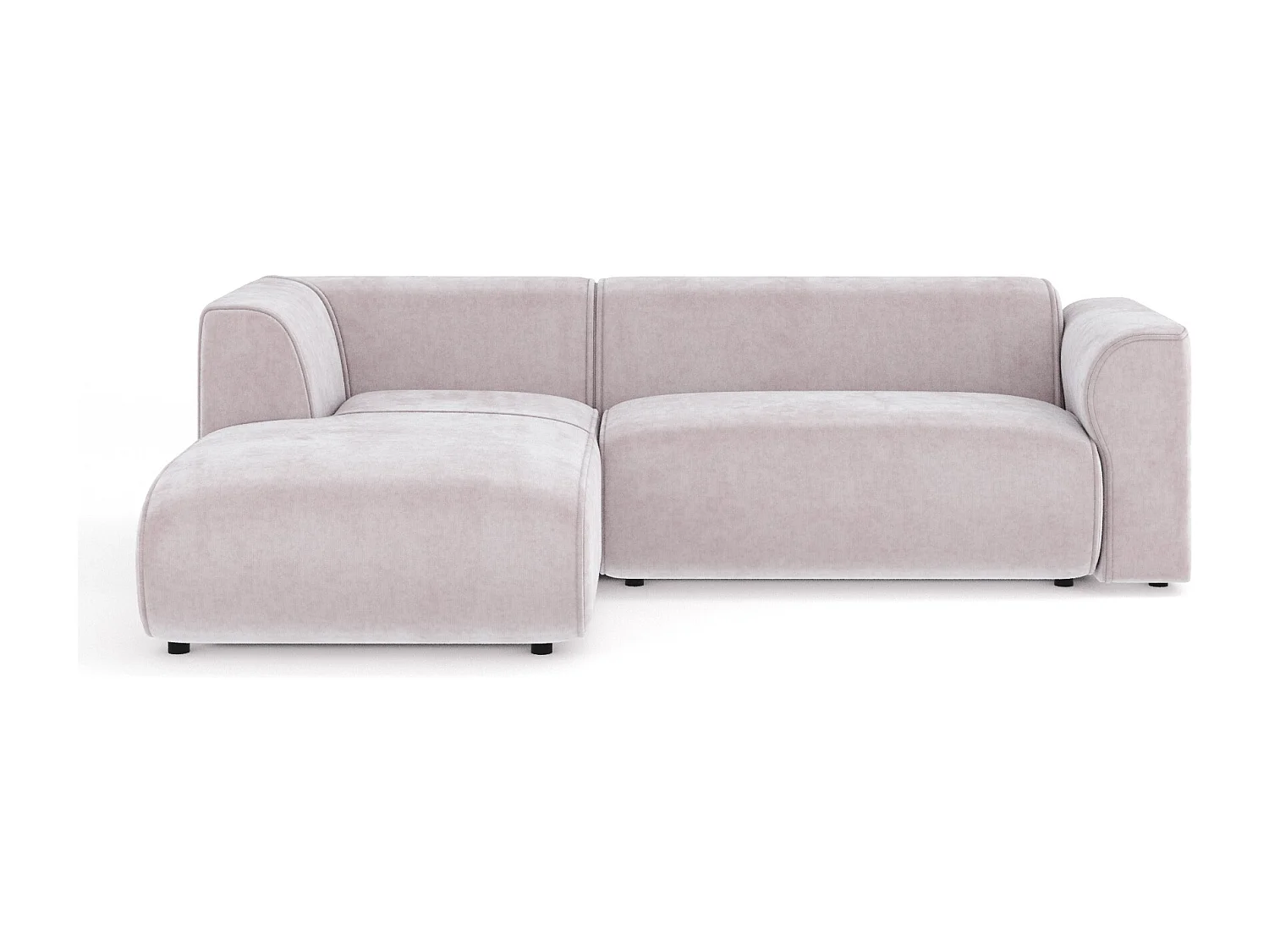 Canapé d'angle en tissu velours Melani - 4 places - lilas