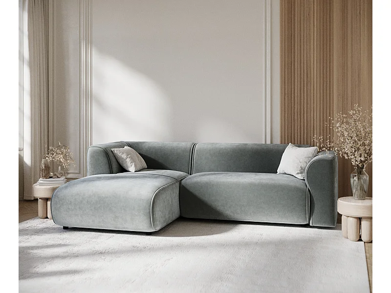 Ecksofa aus Samtstoff Melani - Vier-Personen - grau