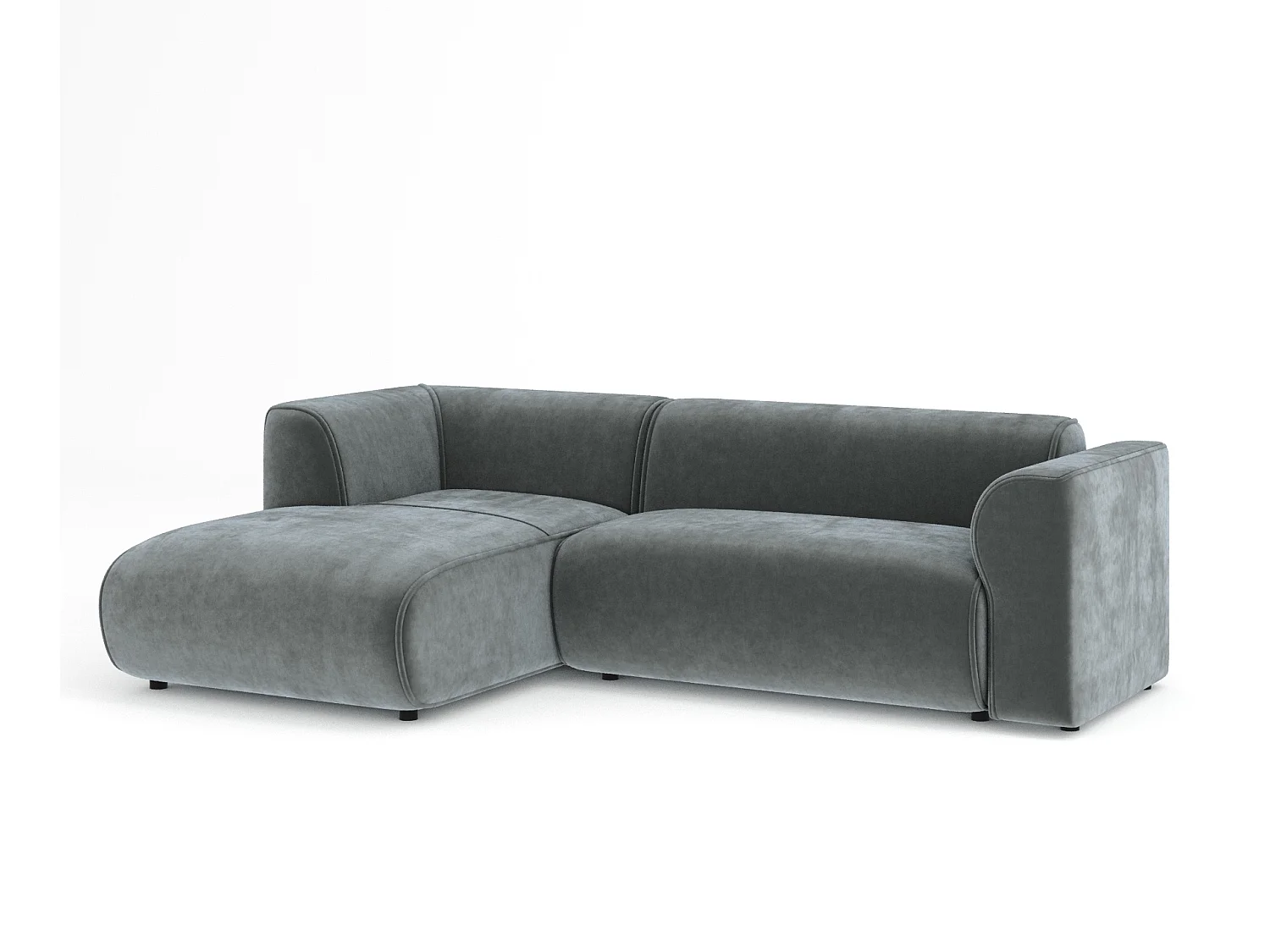 Canapé d'angle en tissu velours Melani - 4 places - gris