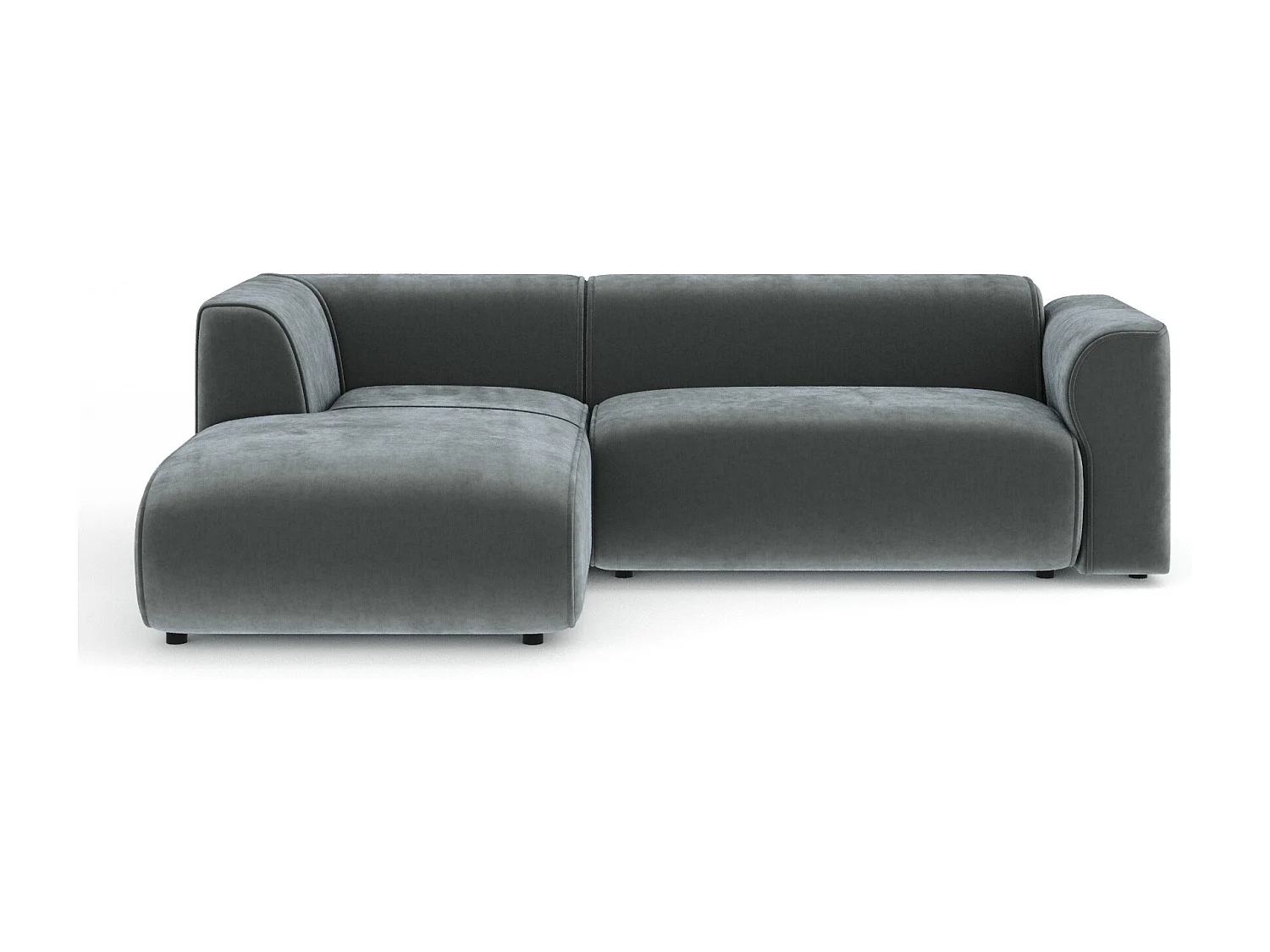 Canapé d'angle en tissu velours Melani - 4 places - gris