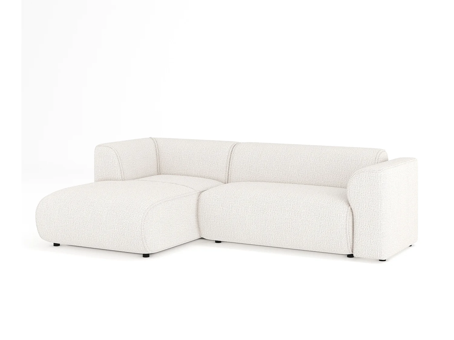 Canapé d'angle en tissu chenille Melani - 4 places - creme