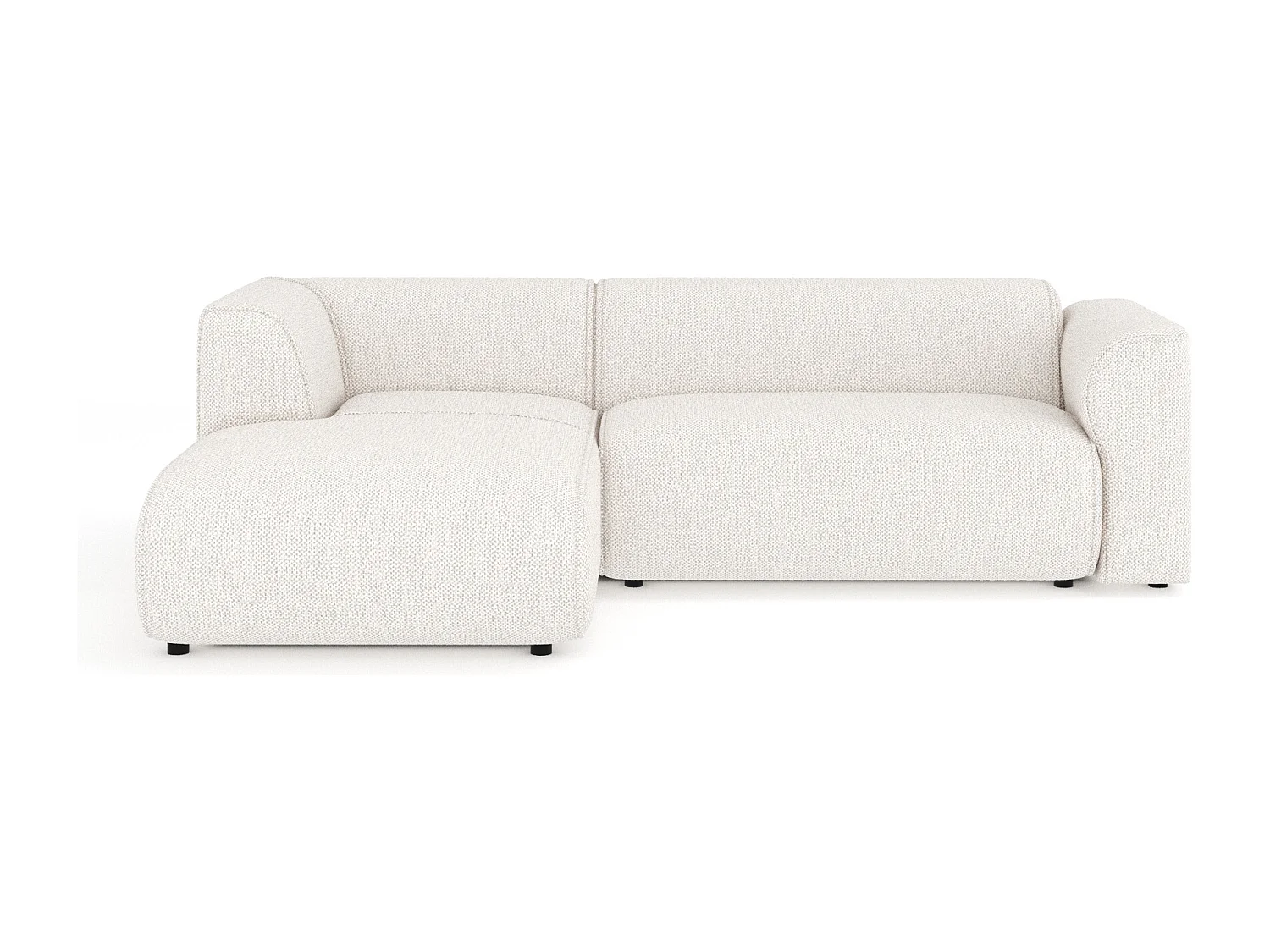 Canapé d'angle en tissu chenille Melani - 4 places - creme