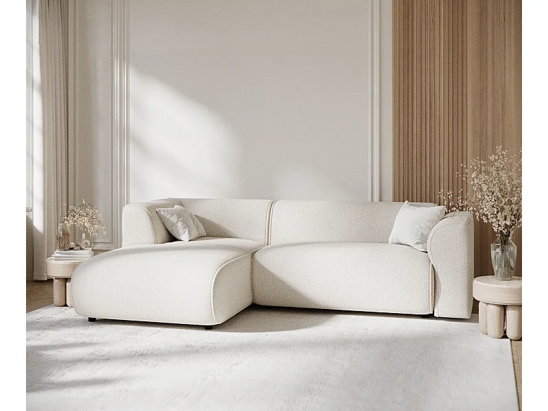 Ecksofa aus Chenille-Stoff Melani - Vier-Personen - creme