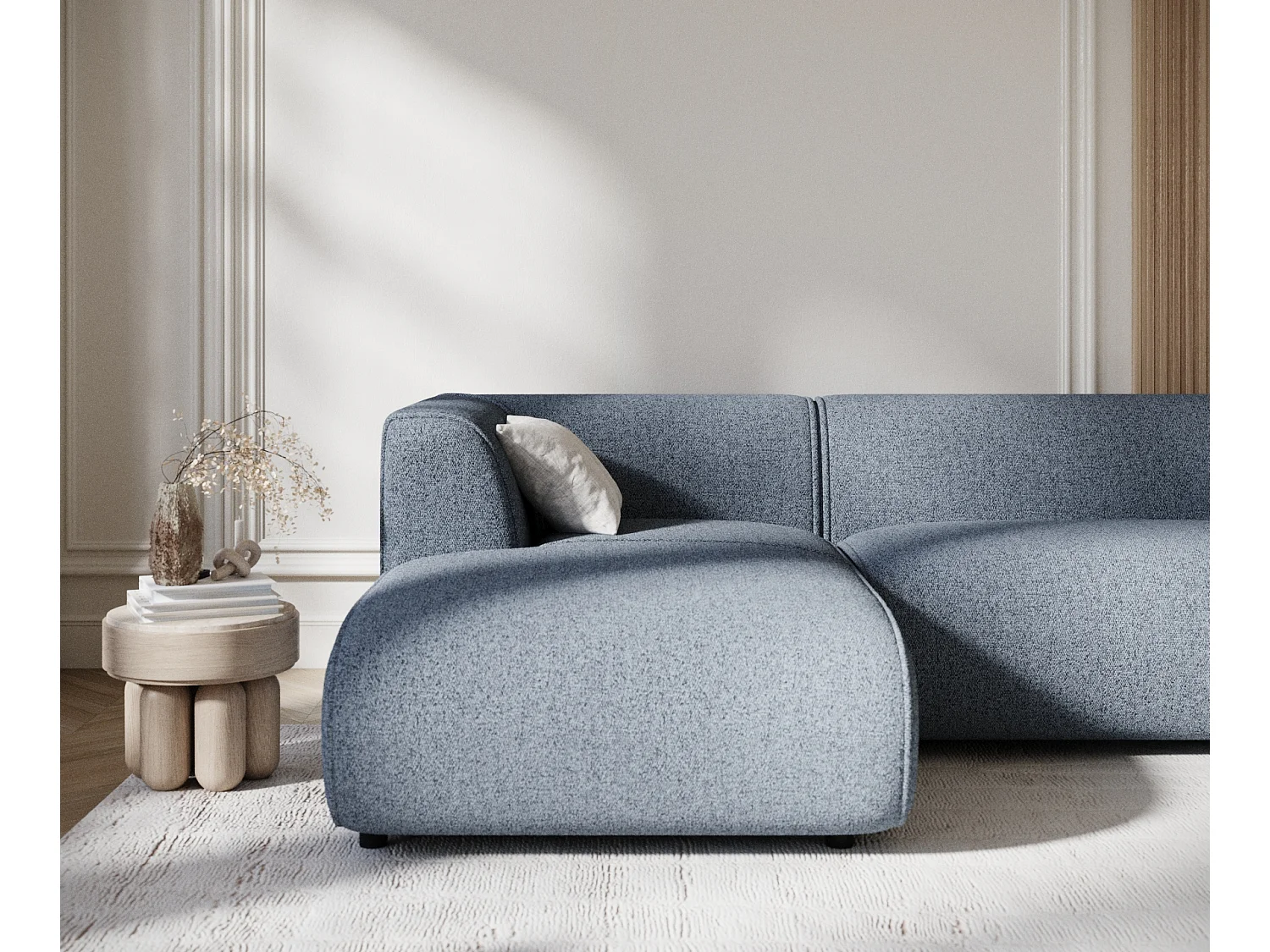 Canapé d'angle en toile tissée Melani - 4 places - bleu foncé