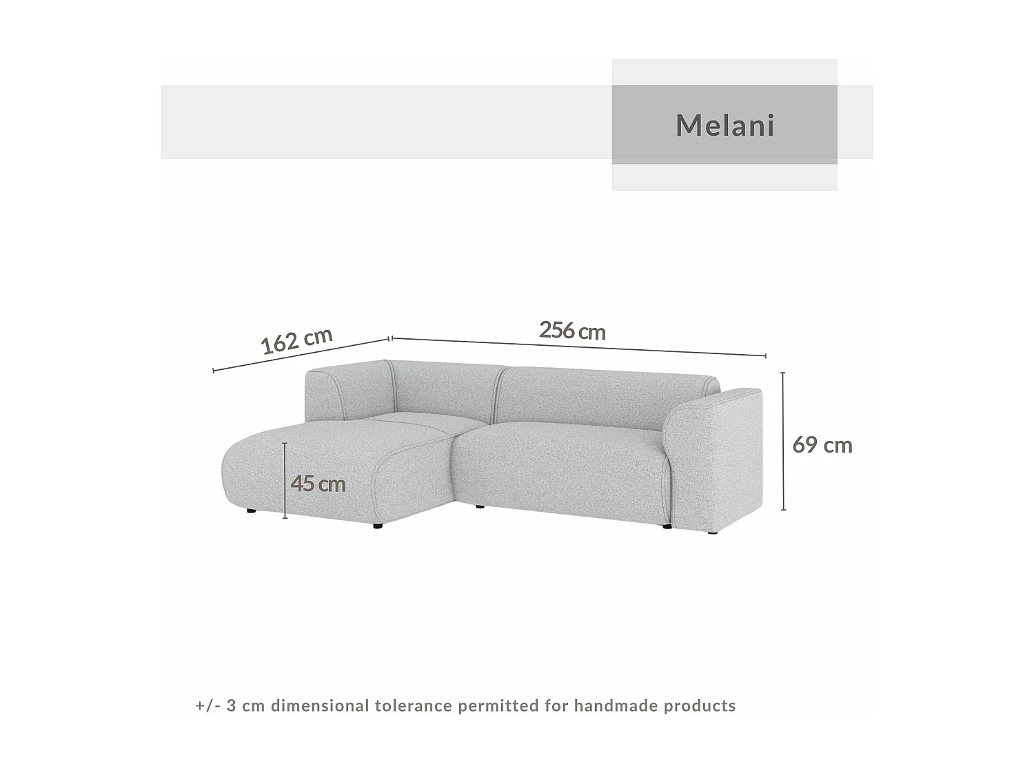 Canapé d'angle en toile tissée Melani - 4 places - bleu foncé