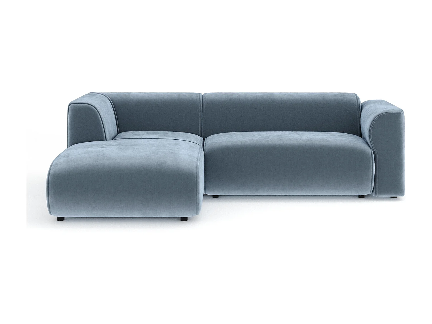 Canapé d'angle en tissu velours Melani - 4 places - bleu