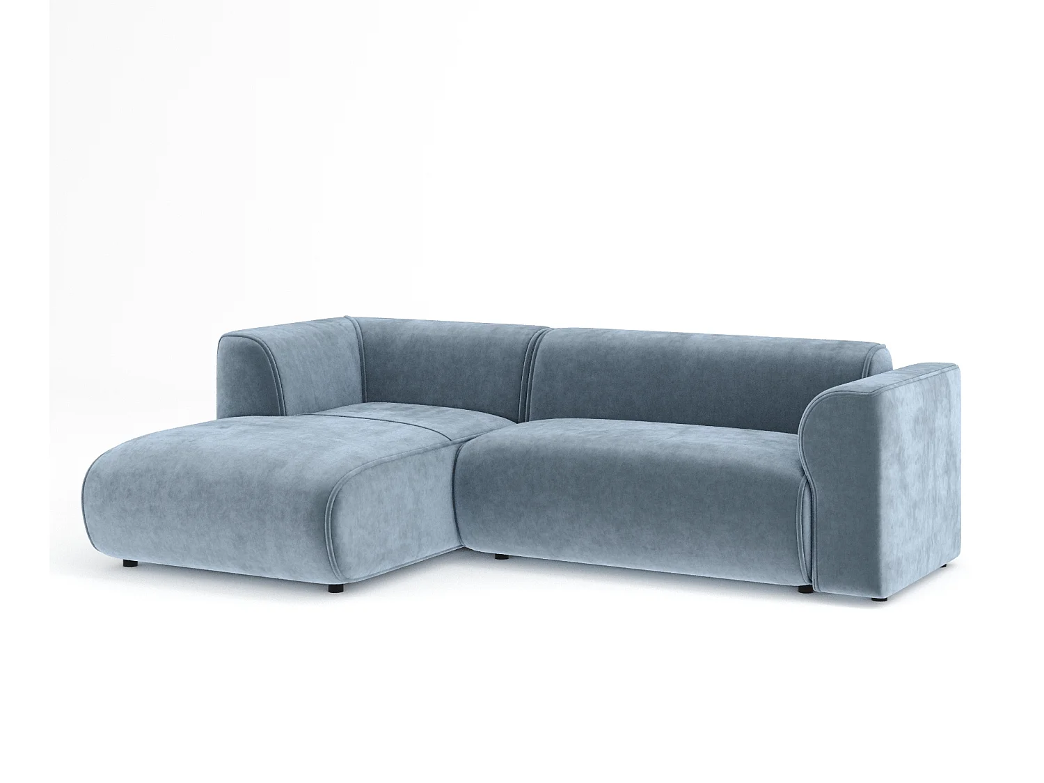 Canapé d'angle en tissu velours Melani - 4 places - bleu