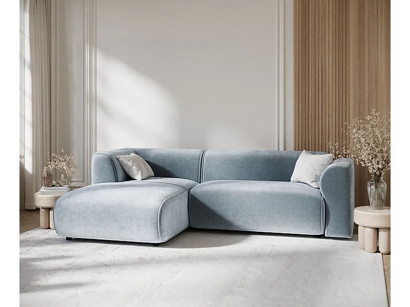Ecksofa aus Samtstoff Melani - Vier-Personen - blau