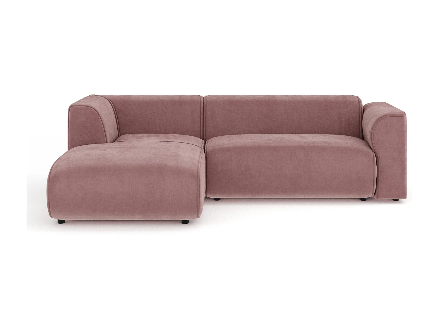 Canapé d'angle en tissu velours Melani - 4 places - rose