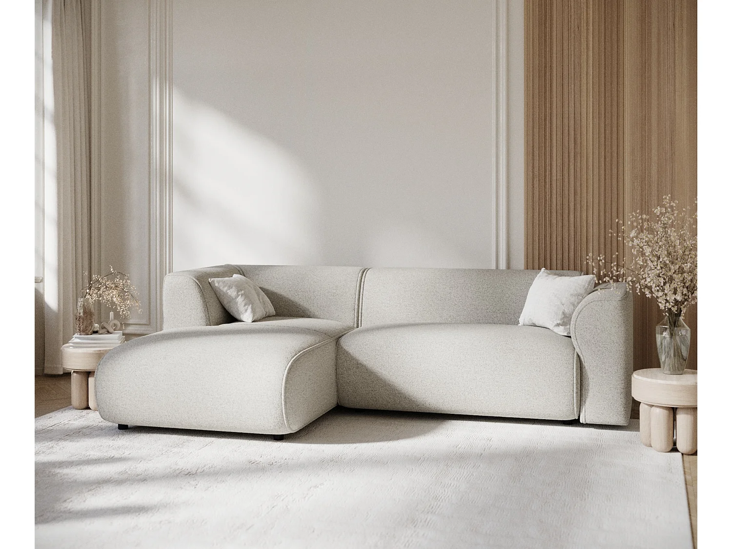 Canapé d'angle en toile tissée Melani - 4 places - beige