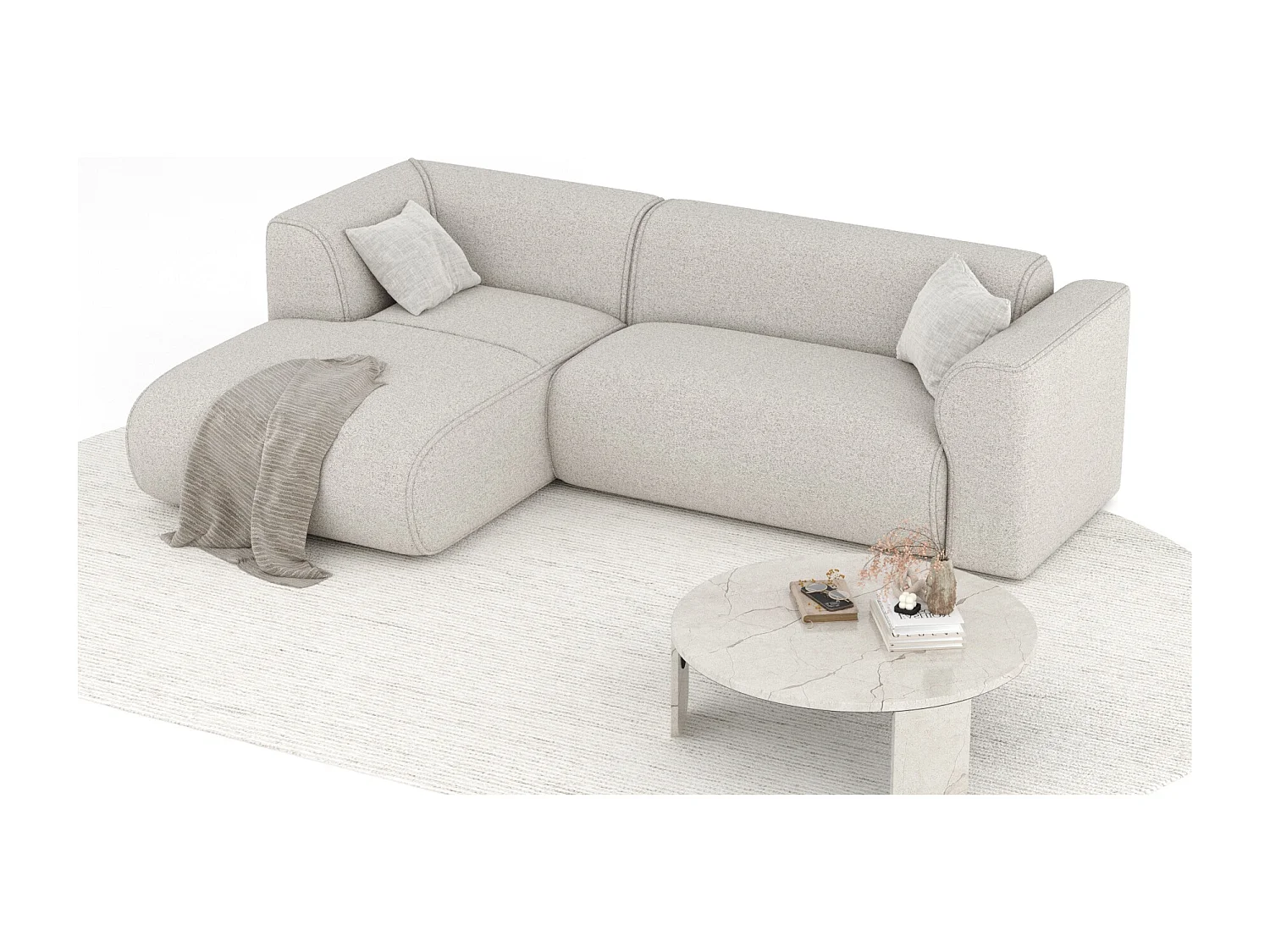 Canapé d'angle en toile tissée Melani - 4 places - beige