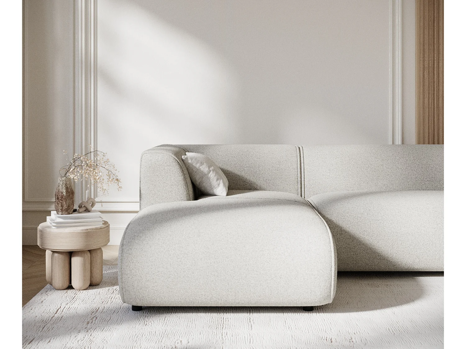 Canapé d'angle en toile tissée Melani - 4 places - beige