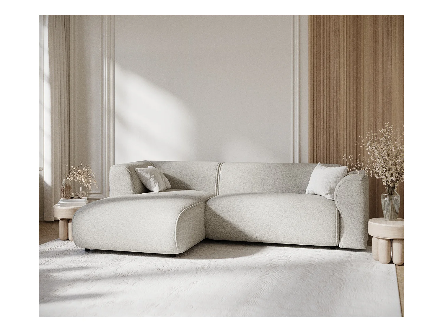 Ecksofa aus Webstoff Melani - Vier-Personen - beige