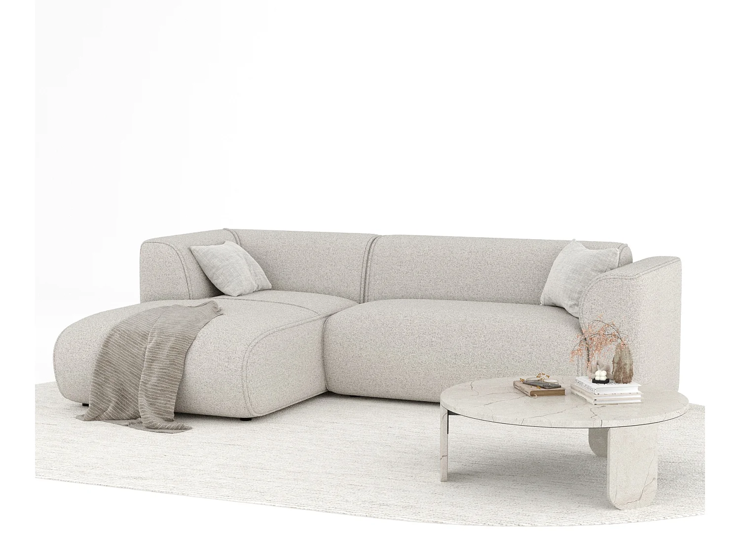 Canapé d'angle en toile tissée Melani - 4 places - beige