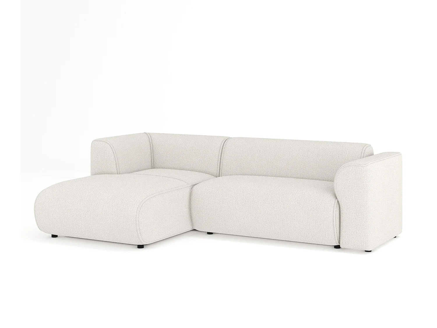 Canapé d'angle en tissu chenille Melani - 4 places - beige