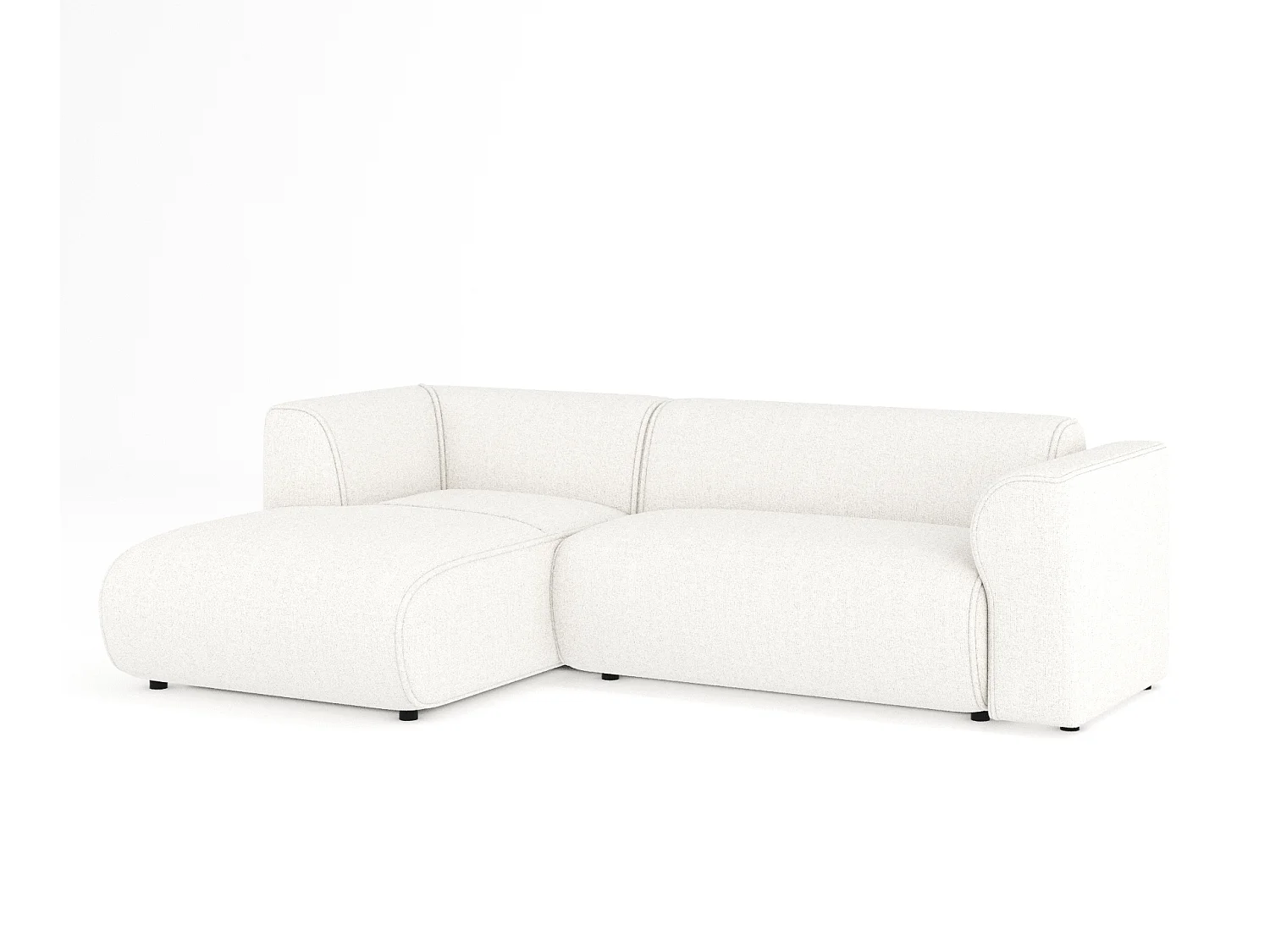 Canapé d'angle en toile tissée Melani - 4 places - creme