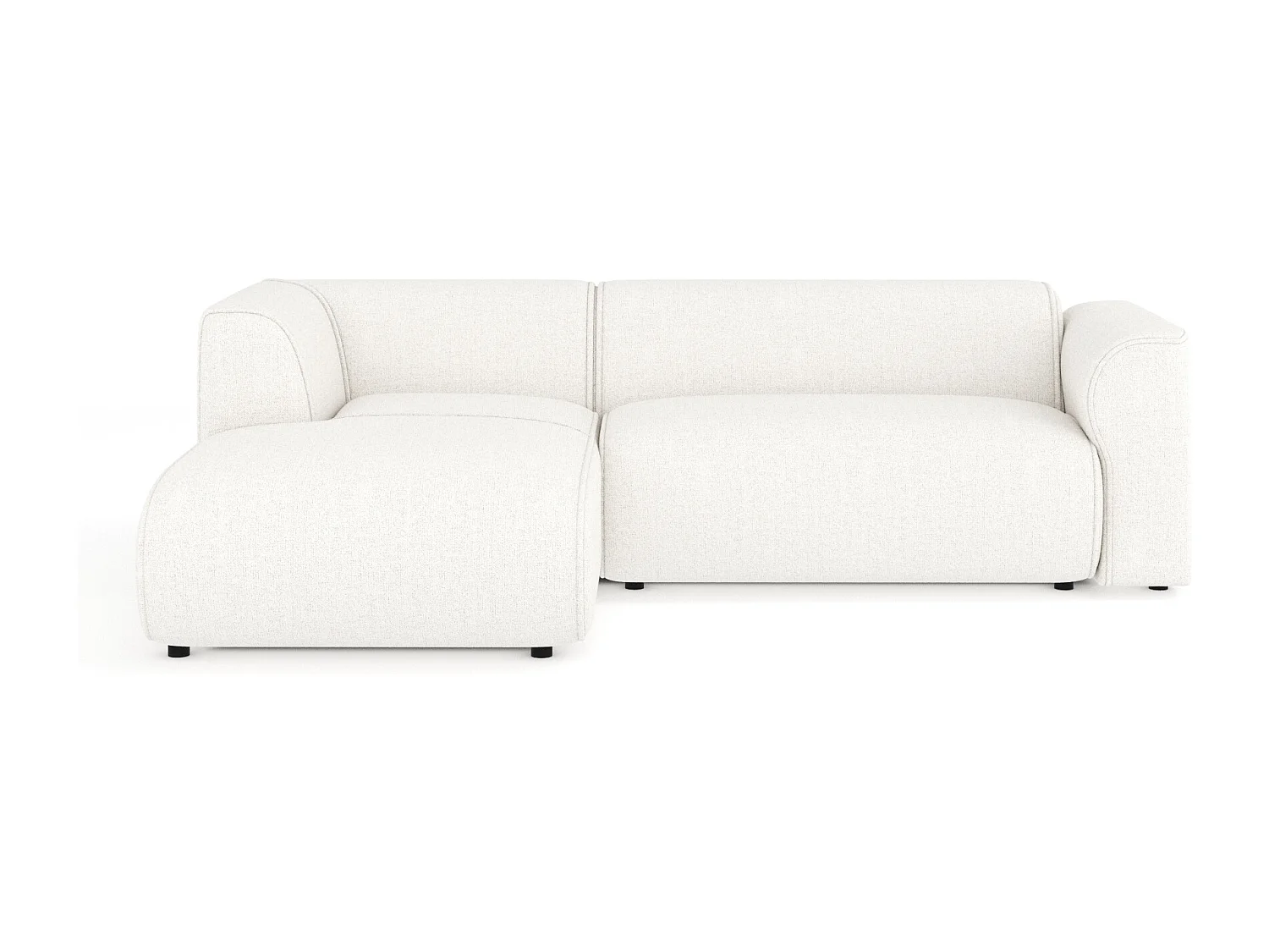 Canapé d'angle en toile tissée Melani - 4 places - creme