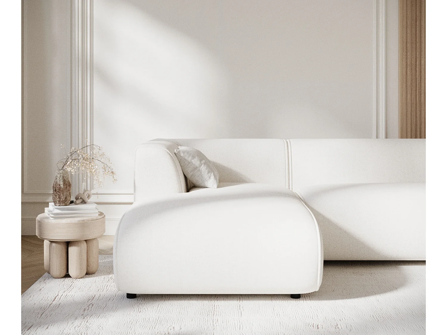 Canapé d'angle en toile tissée Melani - 4 places - creme