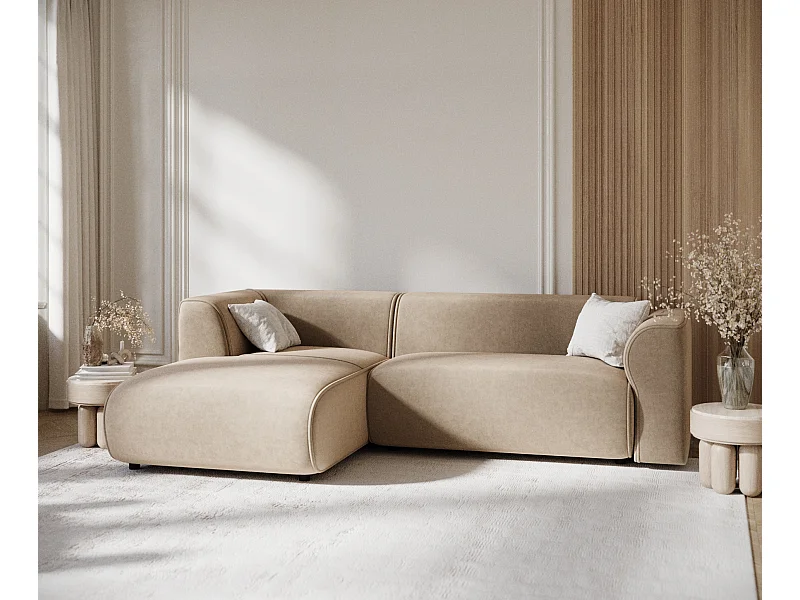 Ecksofa aus Samtstoff Melani - Vier-Personen - beige