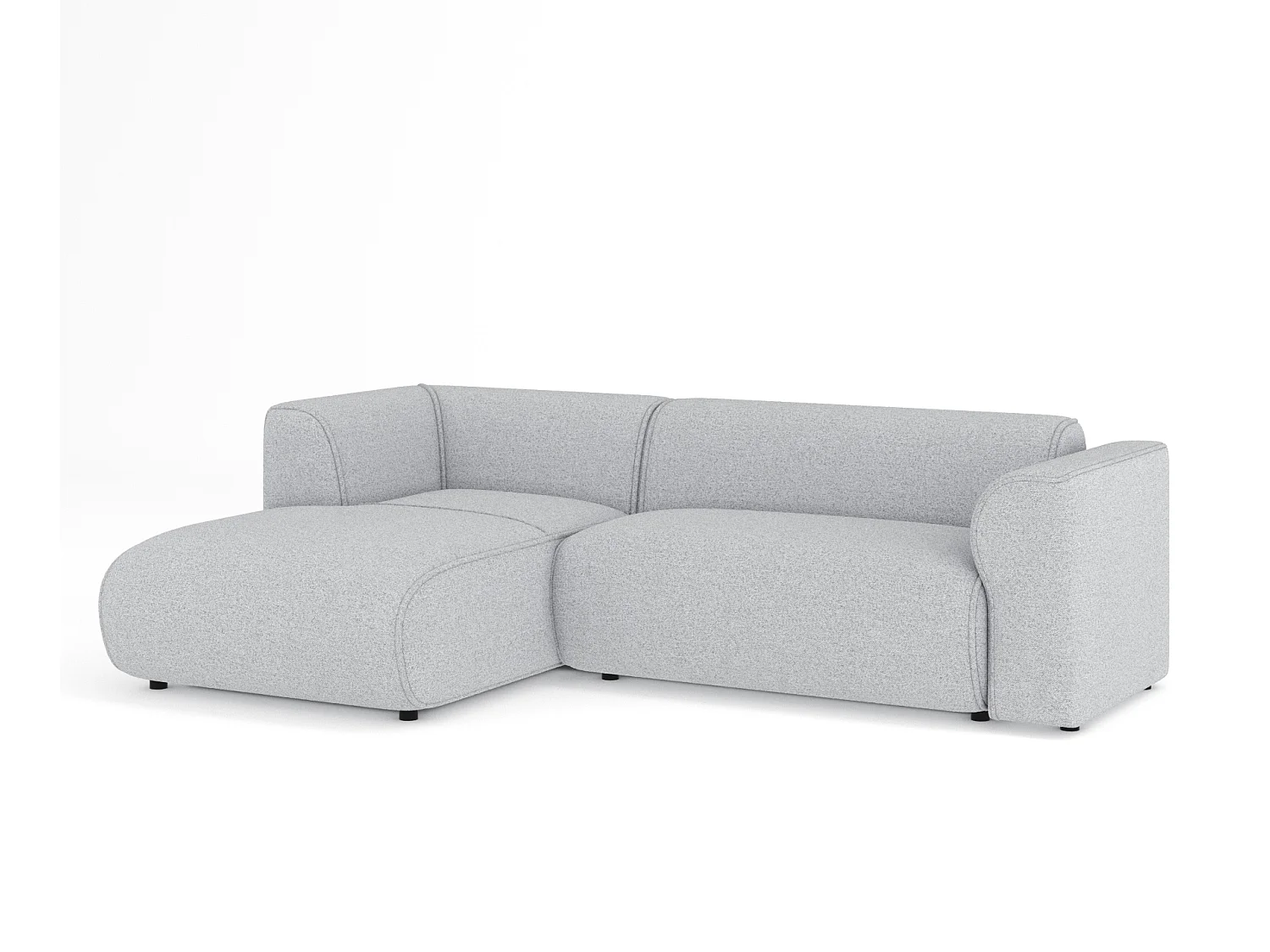 Canapé d'angle en toile tissée Melani - 4 places - gris clair