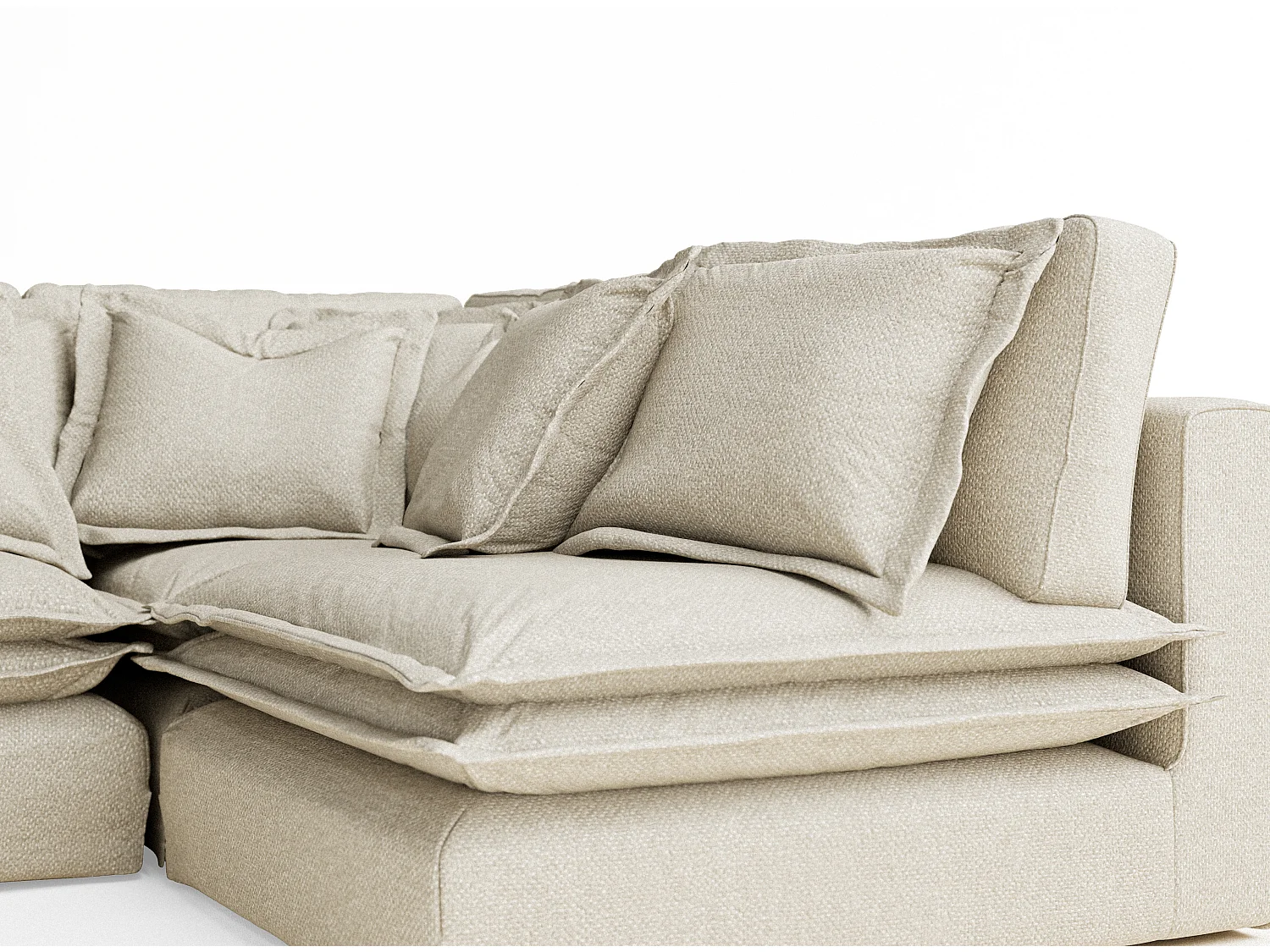 Canapé d'angle en tissu chenille Amalfi - 5 places - beige gris