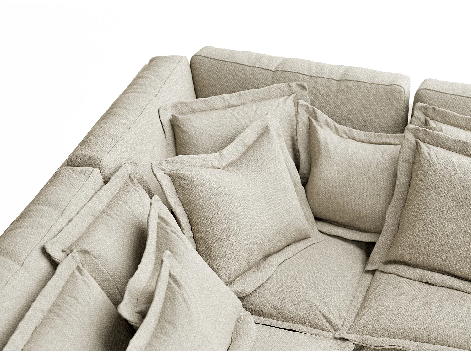 Canapé d'angle en tissu chenille Amalfi - 5 places - beige gris