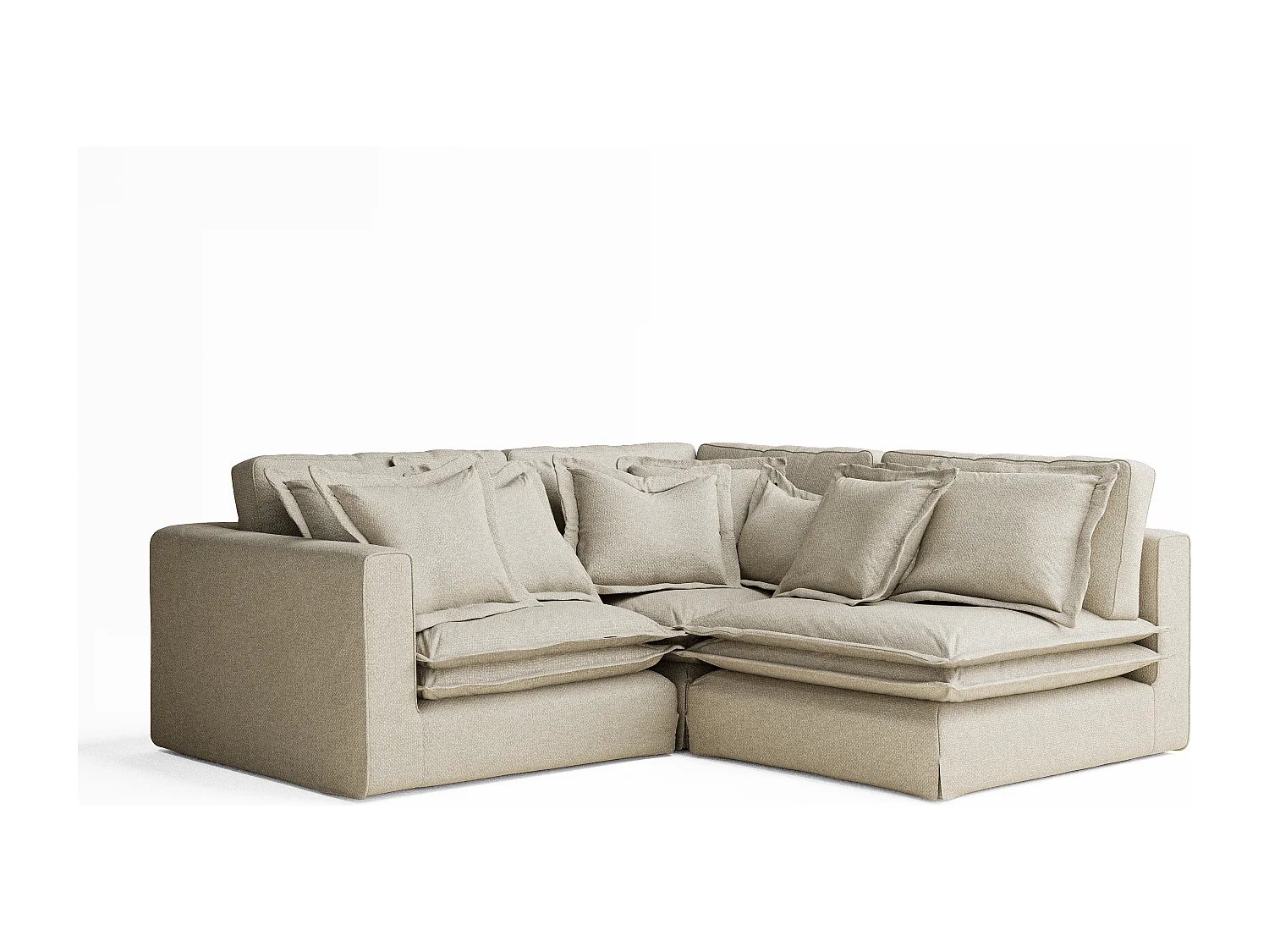 Canapé d'angle en tissu chenille Amalfi - 5 places - beige gris