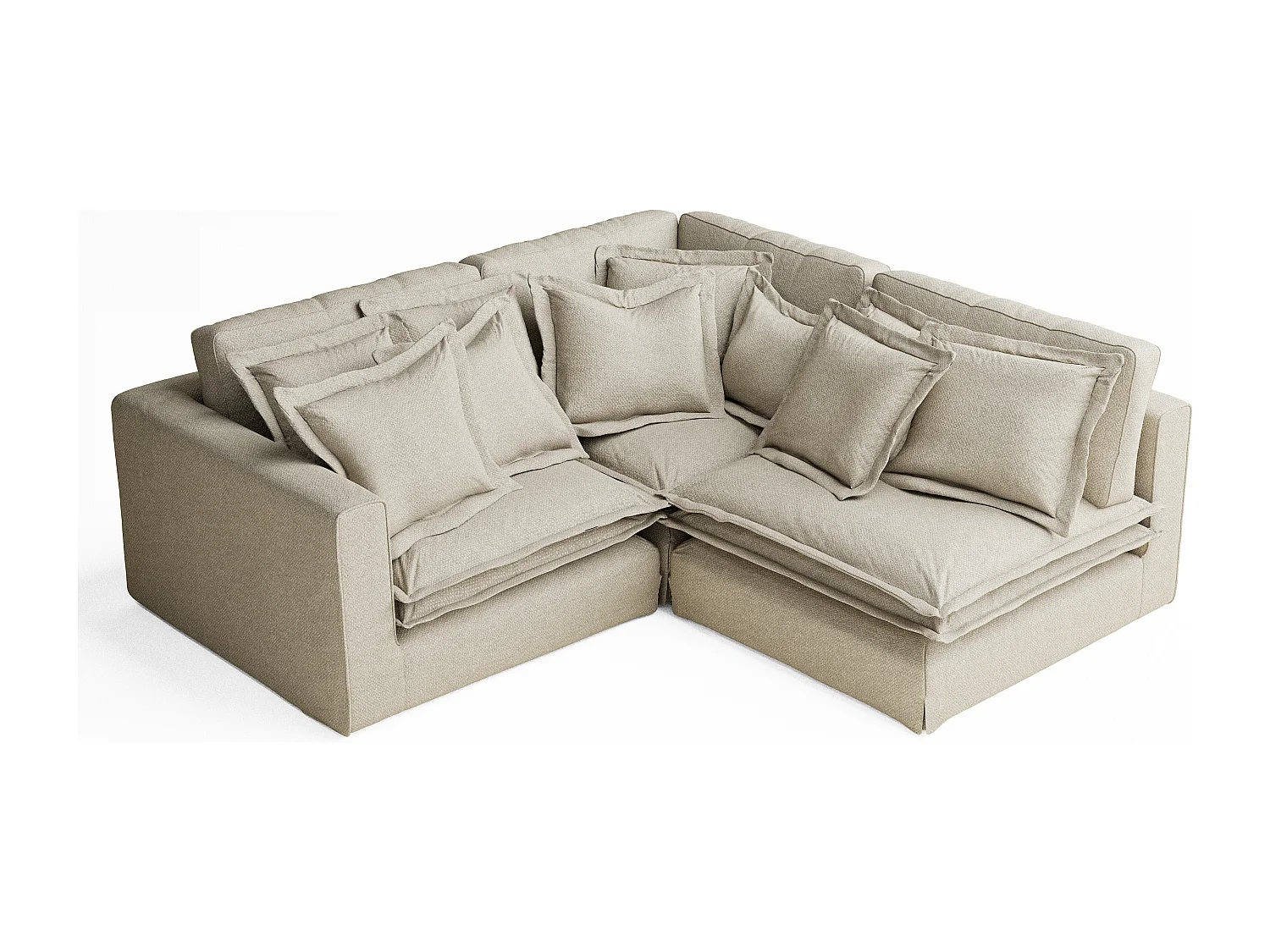 Canapé d'angle en tissu chenille Amalfi - 5 places - beige gris