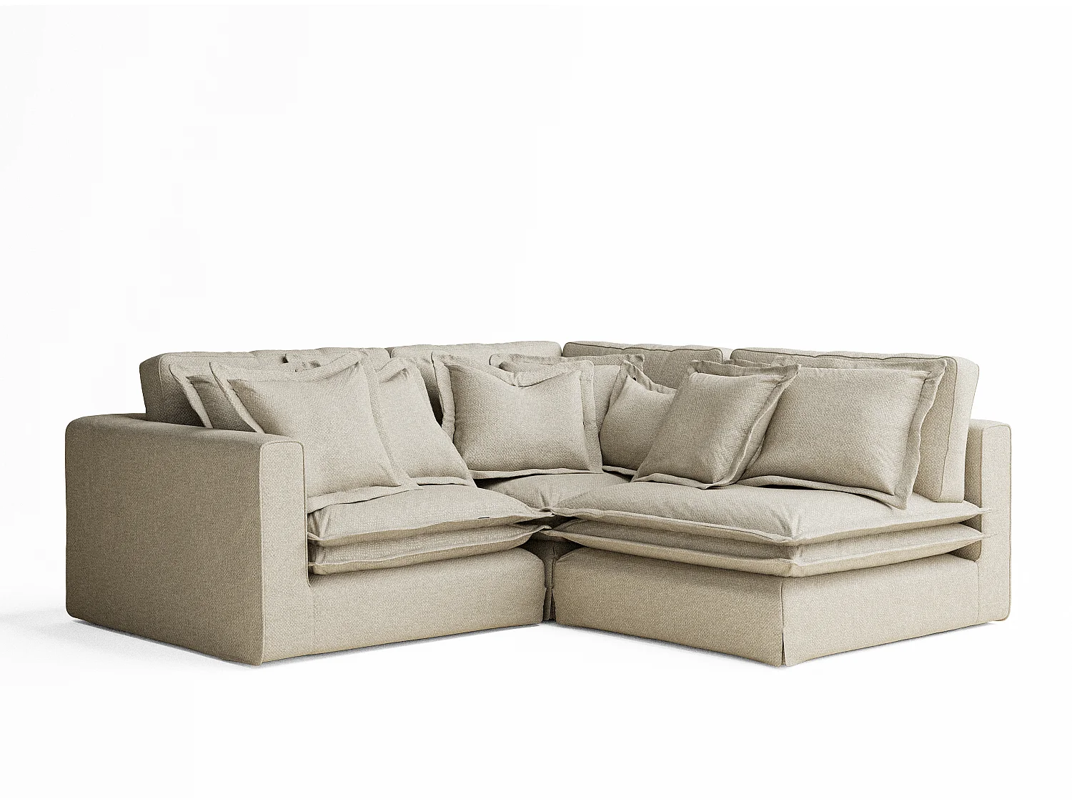 Hoekbank van chenillestof Amalfi - 5 plaatsen - beige grijs