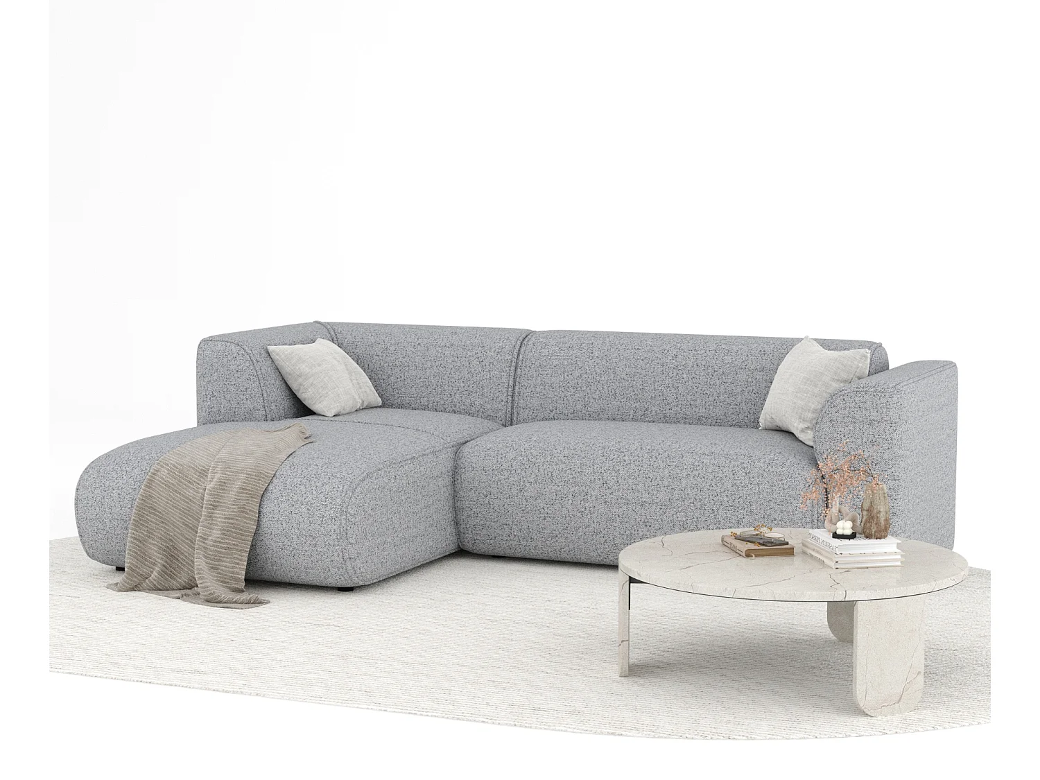 Canapé d'angle en toile tissée Melani - 4 places - gris