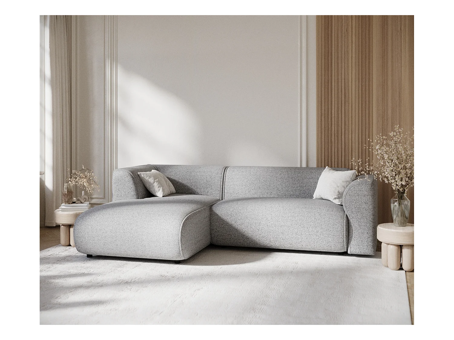 Ecksofa aus Webstoff Melani - Vier-Personen - grau