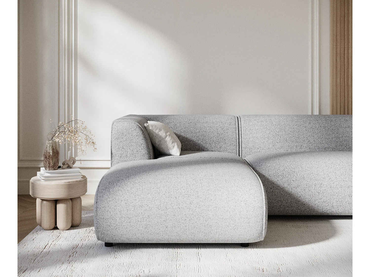 Canapé d'angle en toile tissée Melani - 4 places - gris