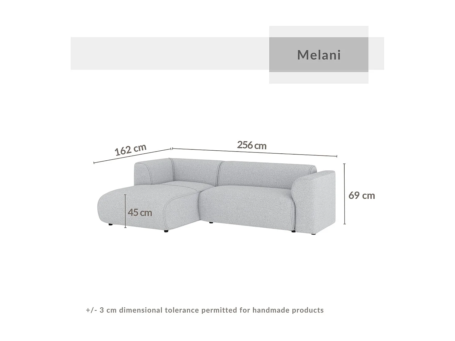 Canapé d'angle en toile tissée Melani - 4 places - gris