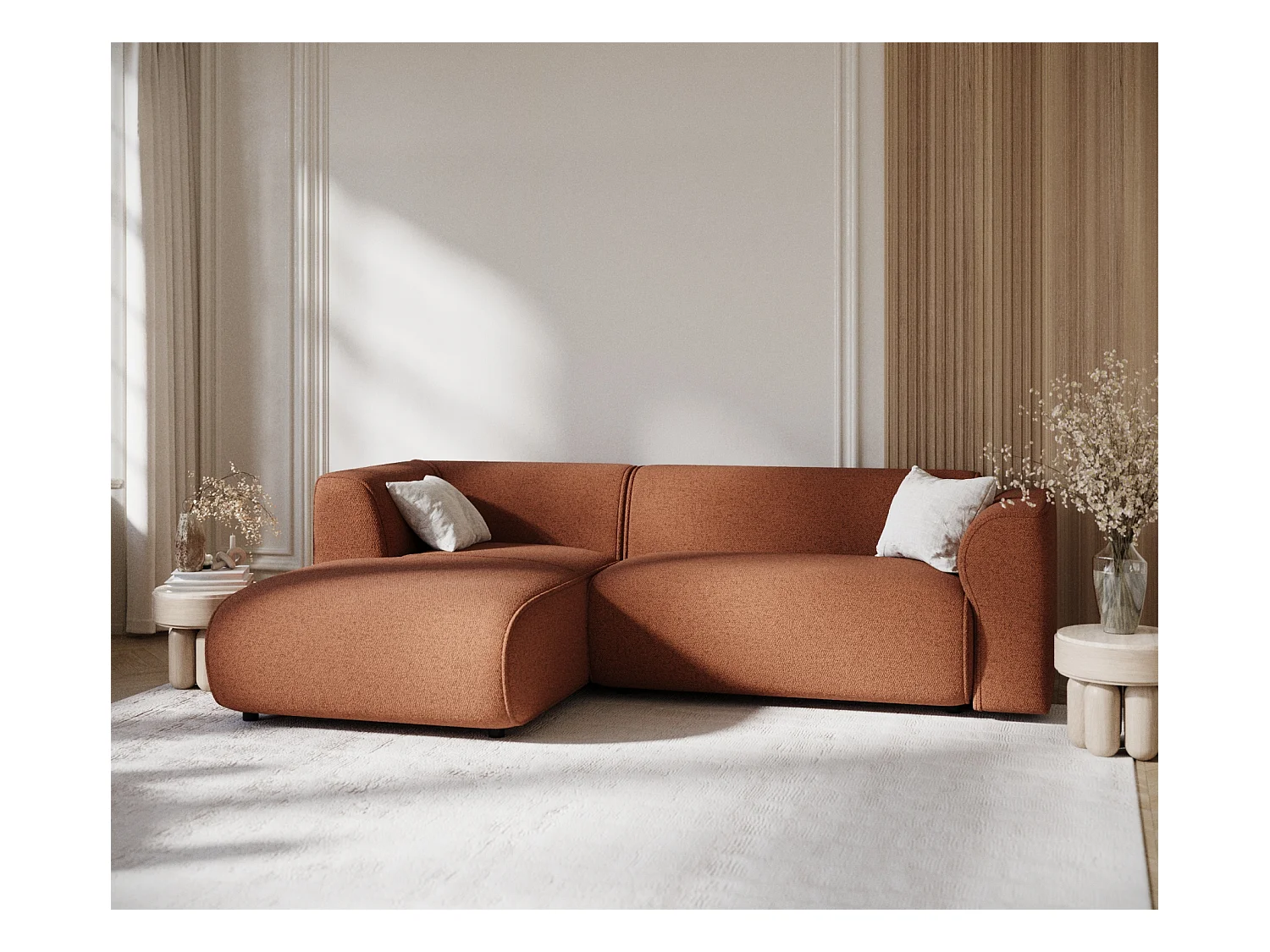 Ecksofa aus Webstoff Melani - Vier-Personen - kupferfarbe