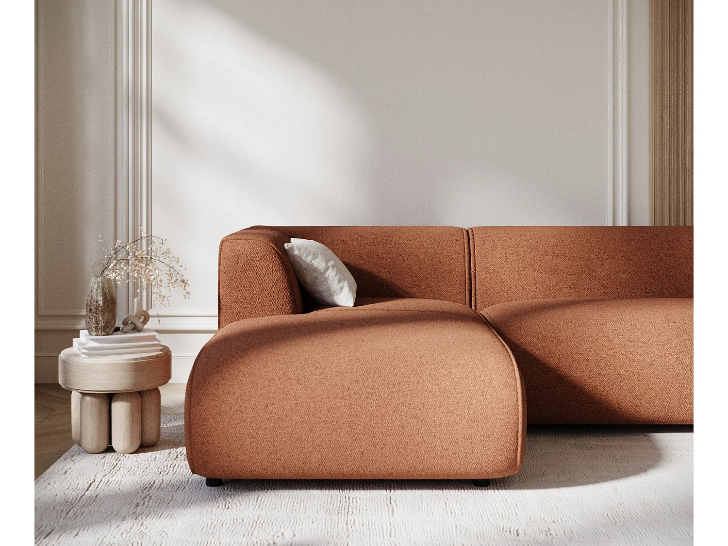 Canapé d'angle en toile tissée Melani - 4 places - couleur cuivre