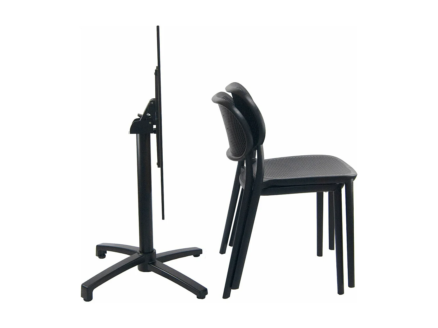 Table pliable marbrée + 2 chaises pour terrasse